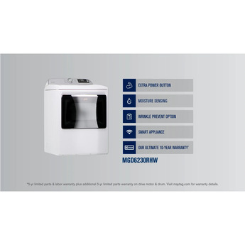 Maytag 7.4 cu.ft. White Front Load Gas Dryer with Extra Power Button — thumbnail 35