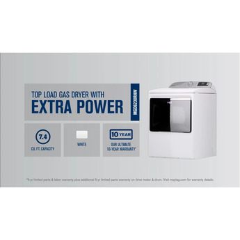 Maytag 7.4 cu.ft. White Front Load Gas Dryer with Extra Power Button — thumbnail 9