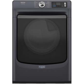 Maytag 27 Inch Smart Pet Pro Front Load Gas Dryer with 7.4 cu. ft. Capacity, Steam Cycle, Quick Dry, Remote Start, Drum Light, and Advanced Moisture Sensing and Energy Star Certified: Midnight Steel