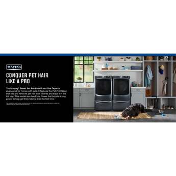 Maytag 27 Inch Smart Pet Pro Front Load Gas Dryer with 7.4 cu. ft. Capacity, Steam Cycle, Quick Dry, Remote Start, Drum Light, and Advanced Moisture Sensing and Energy Star Certified: Midnight Steel — thumbnail 13