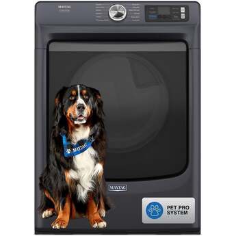 Maytag 27 Inch Smart Pet Pro Front Load Gas Dryer with 7.4 cu. ft. Capacity, Steam Cycle, Quick Dry, Remote Start, Drum Light, and Advanced Moisture Sensing and Energy Star Certified: Midnight Steel — thumbnail 27