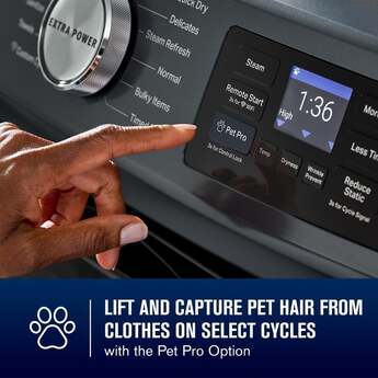 Maytag 27 Inch Smart Pet Pro Front Load Gas Dryer with 7.4 cu. ft. Capacity, Steam Cycle, Quick Dry, Remote Start, Drum Light, and Advanced Moisture Sensing and Energy Star Certified: Midnight Steel — thumbnail 6