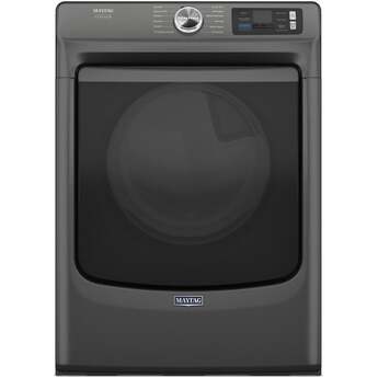 Maytag 27 Inch Smart Pet Pro Front Load Gas Dryer with 7.4 cu. ft. Capacity, Steam Cycle, Quick Dry, Remote Start, Drum Light, and Advanced Moisture Sensing and Energy Star Certified: Volcano Black