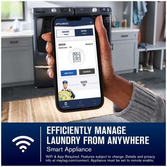 Maytag 27 Inch Smart Pet Pro Front Load Gas Dryer with 7.4 cu. ft. Capacity, Steam Cycle, Quick Dry, Remote Start, Drum Light, and Advanced Moisture Sensing and Energy Star Certified: Volcano Black — thumbnail 16