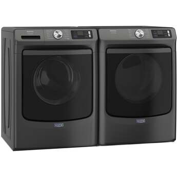 Maytag 27 Inch Smart Pet Pro Front Load Gas Dryer with 7.4 cu. ft. Capacity, Steam Cycle, Quick Dry, Remote Start, Drum Light, and Advanced Moisture Sensing and Energy Star Certified: Volcano Black — thumbnail 2