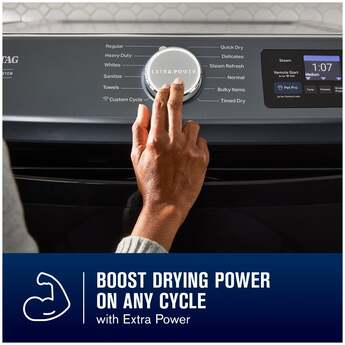 Maytag 27 Inch Smart Pet Pro Front Load Gas Dryer with 7.4 cu. ft. Capacity, Steam Cycle, Quick Dry, Remote Start, Drum Light, and Advanced Moisture Sensing and Energy Star Certified: White — thumbnail 29