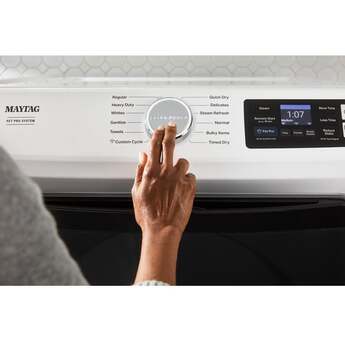 Maytag 27 Inch Smart Pet Pro Front Load Gas Dryer with 7.4 cu. ft. Capacity, Steam Cycle, Quick Dry, Remote Start, Drum Light, and Advanced Moisture Sensing and Energy Star Certified: White — thumbnail 9
