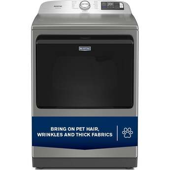 Maytag 27 Inch Smart Gas Top Load Dryer with 7.4 cu ft. Total Capacity, 13 Dryer Cycles, 5 Temperature Settings, Pet Pro Option, Sanitize Cycle, and Quick Dry Cycle: Classic Silver — thumbnail 11