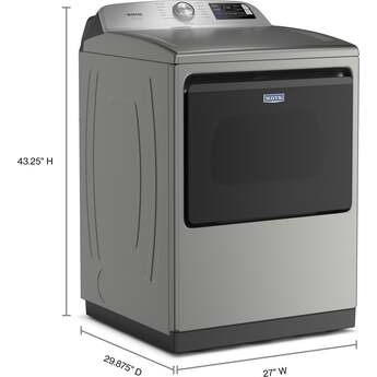 Maytag 27 Inch Smart Gas Top Load Dryer with 7.4 cu ft. Total Capacity, 13 Dryer Cycles, 5 Temperature Settings, Pet Pro Option, Sanitize Cycle, and Quick Dry Cycle: Classic Silver — thumbnail 23