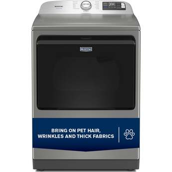Maytag 27 Inch Smart Gas Top Load Dryer with 7.4 cu ft. Total Capacity, 13 Dryer Cycles, 5 Temperature Settings, Pet Pro Option, Sanitize Cycle, and Quick Dry Cycle: Classic Silver — thumbnail 3
