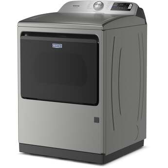 Maytag 27 Inch Smart Gas Top Load Dryer with 7.4 cu ft. Total Capacity, 13 Dryer Cycles, 5 Temperature Settings, Pet Pro Option, Sanitize Cycle, and Quick Dry Cycle: Classic Silver — thumbnail 7