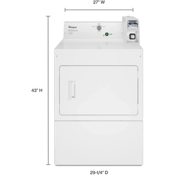 Whirlpool 7.4 Cu. Ft. White Commercial Electric Dryer with Coin Slide and Coin Box — thumbnail 13