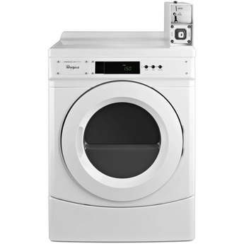 Whirlpool 27" White Commercial Front Load Gas Dryer - Factory-Installed Coin Drop with Coin Box