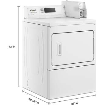 Whirlpool CGM2779JQ 27 Inch Commercial Single-Load Gas Dryer: White — thumbnail 3