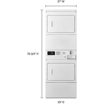 Whirlpool CGSP2978JQ 27 Inch Commercial Gas Stack Dryer, Non-Coin: White — thumbnail 3