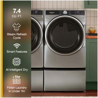 Whirlpool 27 Inch Smart Gas Dryer with 7.4 cu ft Capacity, Wrinkle Shield™, AI Intelligent Dry, Quick Wash & Dry, Sanitize Cycle, Air Dry Cycle, Whirlpool® App, Cycle Notification, Voice Control, Family Share and ENERGY STAR® Certified: Silver — thumbnail 38