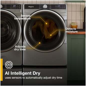 Whirlpool 27 Inch Smart Gas Dryer with 7.4 cu ft Capacity, Wrinkle Shield™, AI Intelligent Dry, Quick Wash & Dry, Sanitize Cycle, Air Dry Cycle, Whirlpool® App, Cycle Notification, Voice Control, Family Share and ENERGY STAR® Certified: Silver — thumbnail 46