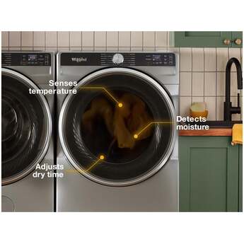 Whirlpool 27 Inch Smart Gas Dryer with 7.4 cu ft Capacity, Wrinkle Shield™, AI Intelligent Dry, Quick Wash & Dry, Sanitize Cycle, Air Dry Cycle, Whirlpool® App, Cycle Notification, Voice Control, Family Share and ENERGY STAR® Certified: Black — thumbnail 11