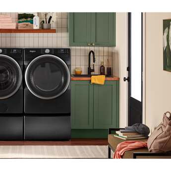 Whirlpool 27 Inch Smart Gas Dryer with 7.4 cu ft Capacity, Wrinkle Shield™, AI Intelligent Dry, Quick Wash & Dry, Sanitize Cycle, Air Dry Cycle, Whirlpool® App, Cycle Notification, Voice Control, Family Share and ENERGY STAR® Certified: Black — thumbnail 33