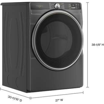 Whirlpool 27 Inch Smart Gas Dryer with 7.4 cu ft Capacity, Wrinkle Shield™, AI Intelligent Dry, Quick Wash & Dry, Sanitize Cycle, Air Dry Cycle, Whirlpool® App, Cycle Notification, Voice Control, Family Share and ENERGY STAR® Certified: Black — thumbnail 42