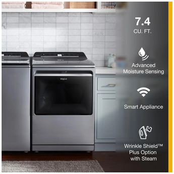 Whirlpool 7.4 cu.ft. Chrome Shadow Gas Front Load Dyer with Sanitize - Energy Star — thumbnail 31