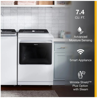 Whirlpool 7.4 cu.ft. White Gas Front Load Dyer with Sanitize - Energy Star — thumbnail 3