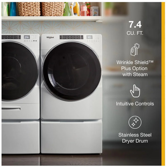 Whirlpool 7.4 cu.ft. White Front Load Gas Dryer with Sanitize - Energy Star — thumbnail 7