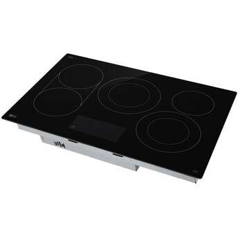 LG 30 Inch Electric Smart Cooktop with 5 Radiant Elements, Backlit SmoothTouch® Glass Controls, Simmer Function, UltraHeat™ 3.2kW Element, Dual Element, Touch Controls, Control Lock, and ENERGY STAR® Certified: Smooth Black — thumbnail 3