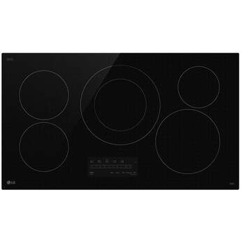 LG 36 Inch Electric Smart Cooktop with 5 Elements, Dual Elements, Simmer Function, Wi-Fi, Touch Controls, and ENERGY STAR®: Smooth Black