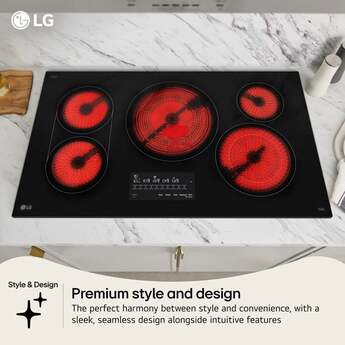 LG 36 Inch Radiant Electric Cooktop With 5 Elements, Bridge Burner And Backlit LED Touch Controls: Smooth Black — thumbnail 2