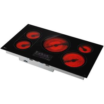 LG 36 Inch Radiant Electric Cooktop With 5 Elements, Bridge Burner And Backlit LED Touch Controls: Smooth Black — thumbnail 3
