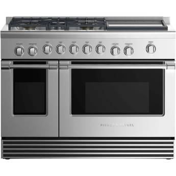 Fisher Paykel Professional 48" Stainless Steel Dual Fuel (Liquid Propane) Sealed Burner Double Oven Range with 5 Burners & Griddle - Convection