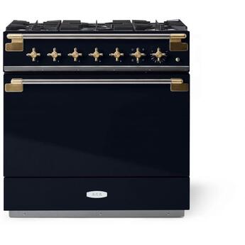 AGA AEL361DFABBLK Elise Series 36 Inch Natural Gas, Dual Fuel Freestanding Range in Gloss Black