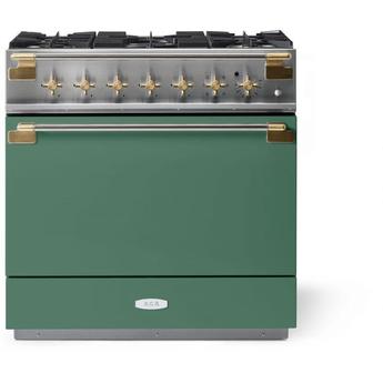 AGA AEL361DFABMG Elise Series 36 Inch Natural Gas, Dual Fuel Freestanding Range in Mineral Green