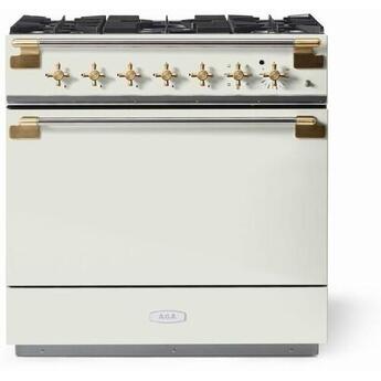 AGA AEL361DFABWHT Elise Series 36 Inch Natural Gas, Dual Fuel Freestanding Range in White