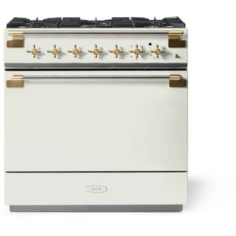 AGA AEL361DFABWHT Elise Series 36 Inch Natural Gas, Dual Fuel Freestanding Range in White — thumbnail 3