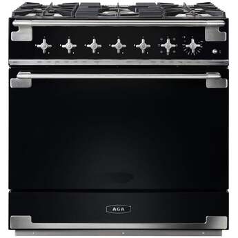 AGA AEL361DFMBL 36 Inch Matt Black Dual Fuel Freestanding Range, in Matt Black