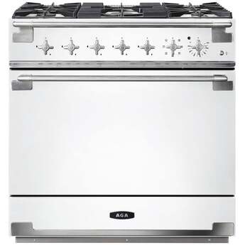 AGA AEL361DFWHT 36 Inch White Dual Fuel Freestanding Range, in White