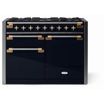 AGA AEL481DFABBLK Elise Series 48 Inch Natural Gas, Dual Fuel Double Oven Freestanding Range in Gloss Black