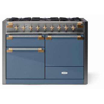 AGA AEL481DFABSTB Elise Series 48 Inch Natural Gas, Dual Fuel Double Oven Freestanding Range in Stone Blue