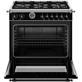 Bertazzoni HER366BCFEPNET Heritage Series 36 Inch Natural Gas, Dual Fuel Freestanding Range in Nero Black — thumbnail 15