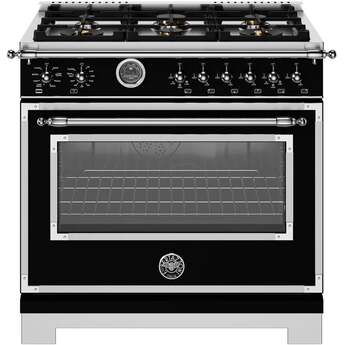 Bertazzoni HER366BCFEPNET Heritage Series 36 Inch Natural Gas, Dual Fuel Freestanding Range in Nero Black — thumbnail 18