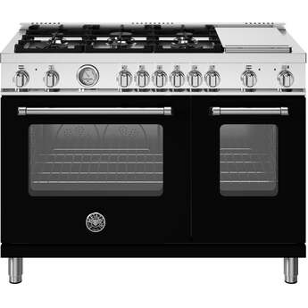 Bertazzoni MAS486GDFMNEV Master Series 48 Inch Natural Gas, Dual Fuel Double Oven Freestanding Range in Nero Black — thumbnail 12