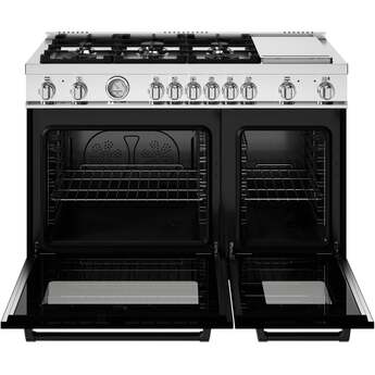 Bertazzoni MAS486GDFMNEV Master Series 48 Inch Natural Gas, Dual Fuel Double Oven Freestanding Range in Nero Black — thumbnail 13
