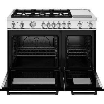 Bertazzoni MAS486GDFMNEV Master Series 48 Inch Natural Gas, Dual Fuel Double Oven Freestanding Range in Nero Black — thumbnail 9