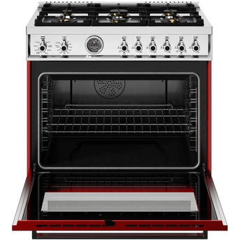 Bertazzoni PRO366BCFEPROT Professional Series 36 Inch Natural Gas, Dual Fuel Freestanding Range in Rosso Red — thumbnail 12