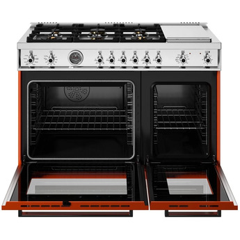 Bertazzoni PRO486BTFEPART Professional Series 48 Inch Natural Gas, Dual Fuel Double Oven Freestanding Range in Arancio Orange — thumbnail 13