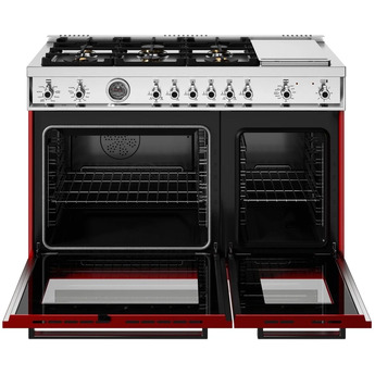 Bertazzoni PRO486BTFEPROT Professional Series 48 Inch Natural Gas, Dual Fuel Double Oven Freestanding Range in Rosso Red — thumbnail 11