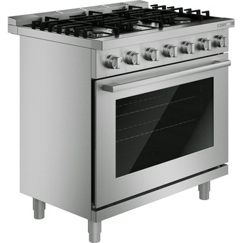 Bosch 36 Inch Freestanding Dual Fuel Range with 5 Sealed Burners, 5.4 cu. ft. Oven Capacity, Continuous Cast Iron Grates, Dishwasher-Safe Grates, Convection Pro, Air Fry, Broil Mode, Oven Preheat Light, and ADA Compliant: Stainless Steel — thumbnail 3