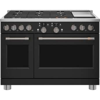 Cafe C2Y486P3TD1 Matte Collection Series 48 Inch Matte Black Dual Fuel Freestanding Range, in Matte Black